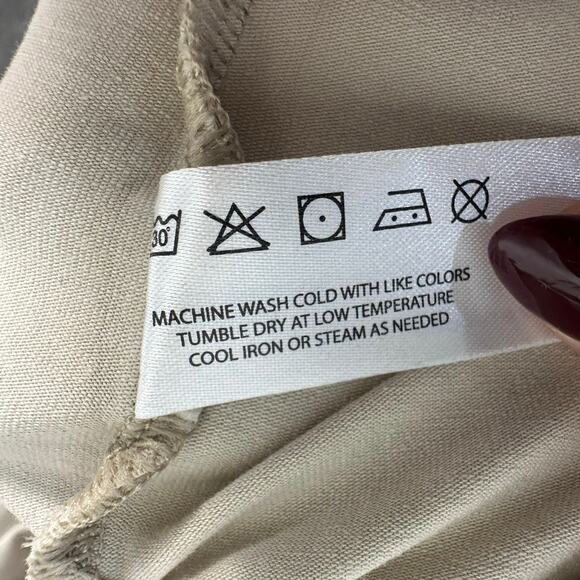 Modern Citizen Womens Fei Tie Front Organic Cotton Midi Dress Luxury Beige XL - Picture 7 of 11